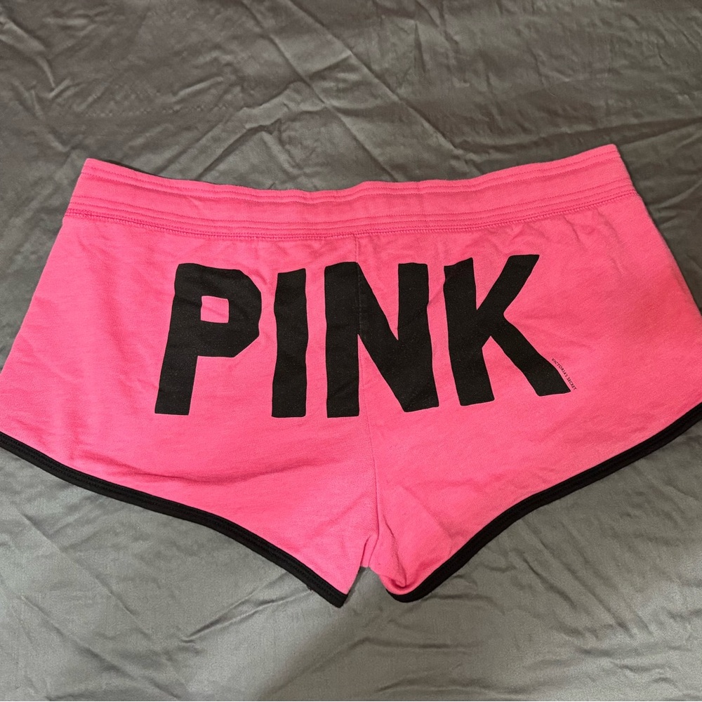 💖🖤PINK Victoria's Secret y2k Women’s Hot Pink Logo Lounge Shorts spell out